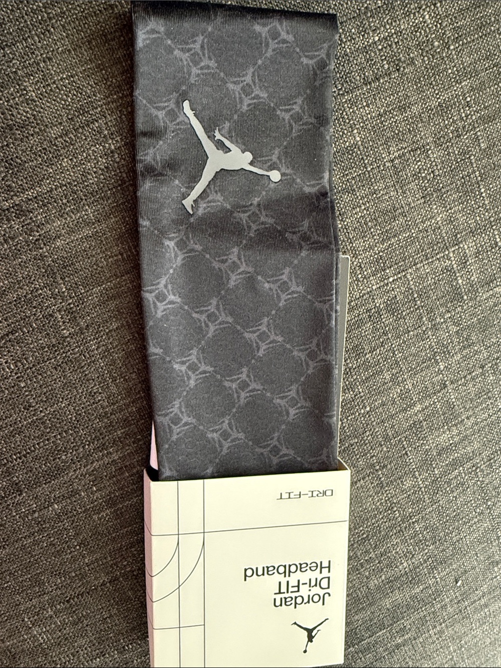 Jordan Black/Gray Patterned Dri-FIT Headband with Jumpman Logo